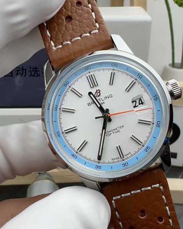 BLS Lark light blue loop belt white plate