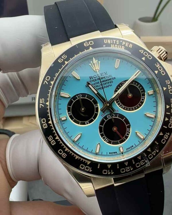 BT Rolex Daytona 126518 Tiffany Blue Gold Glue Di Rubber Belt Blue Disc