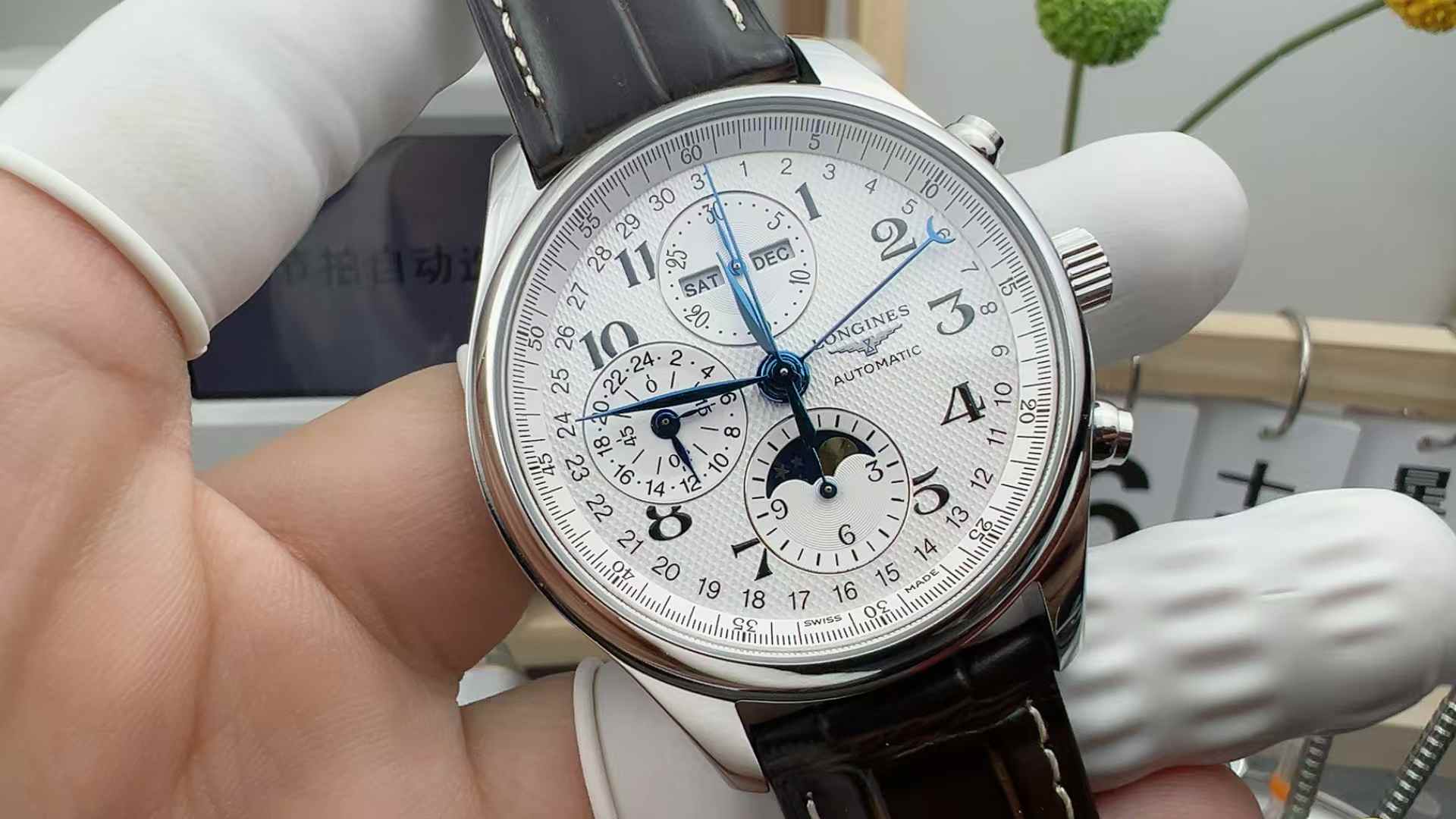 GS Longines eight-needle belt white disc