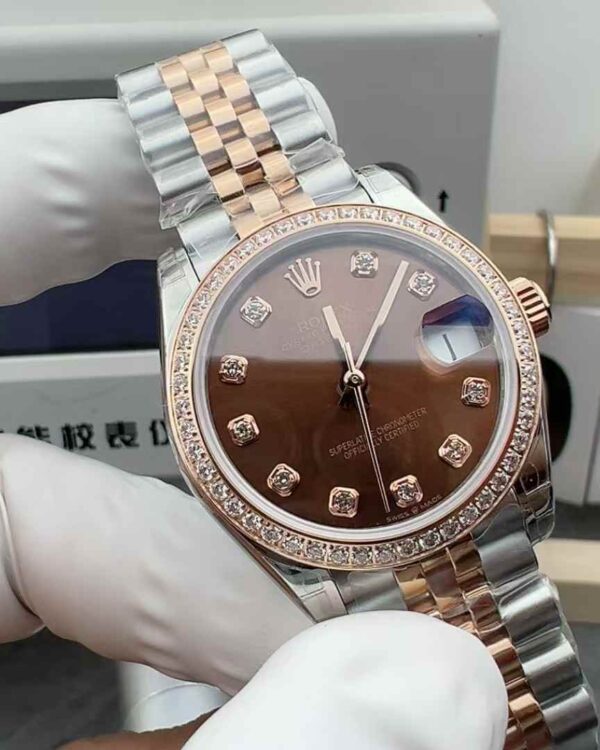 GS Factory Rolex Log 279381 Room Rose 31MM Coffee Face Room Gold Women's Steel Belt