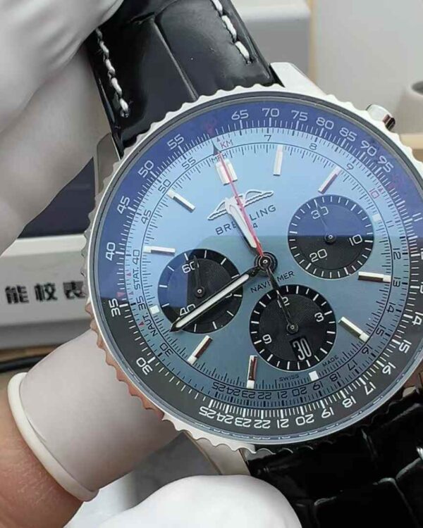 BLS Factory Breitling Ocean Chronograph Black Belt and Blue Disc