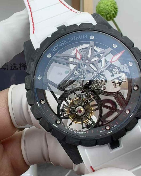 NEW/BBR Factory Roger Dubie King Series 0577 Carbon Fiber Tourbillon 42MM Rubber Belt
