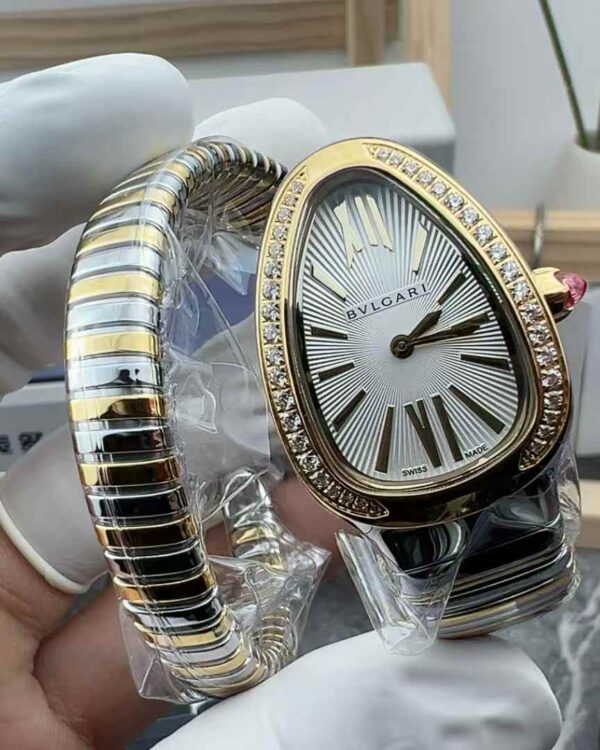 BV Factory Bulgari Snake 35MM Steel Strip White Plate between Snake Drill Rings