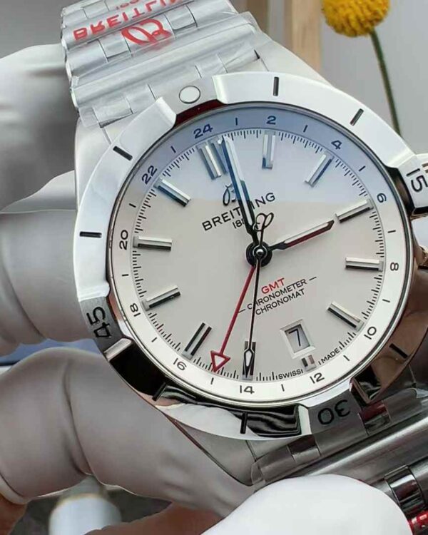 BLS Factory Breitling Mechanical Chronograph White Face Stainless Steel 42MM Steel Strip