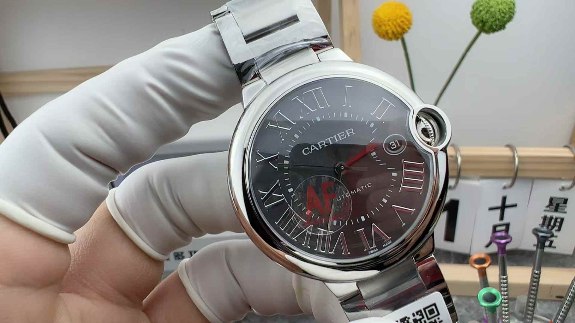 AF Factory Cartier blue balloon W69200 automatic machinery 42mm gray surface steel strip
