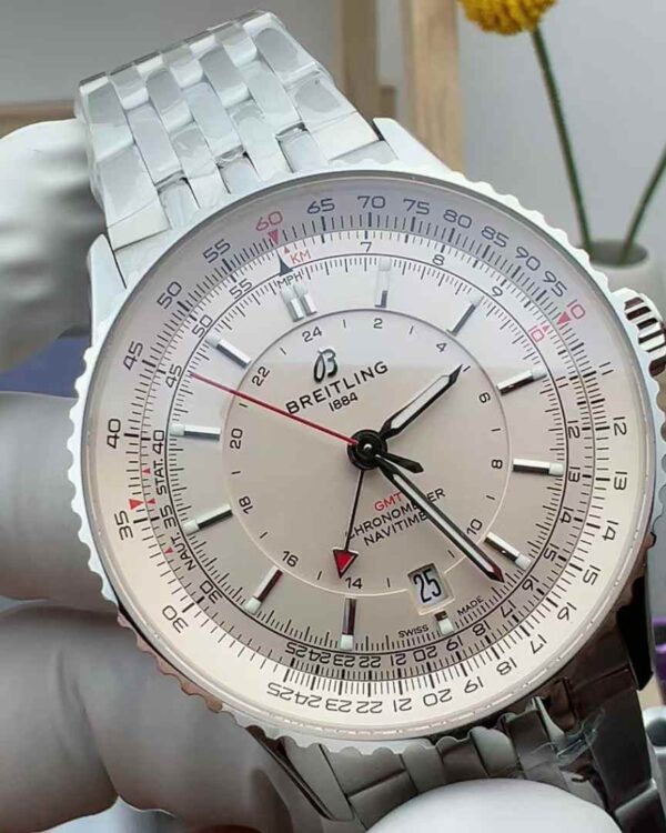 BLS Factory Breitling Aviation Chronograph Rice White Sheet 41MM Steel Strip