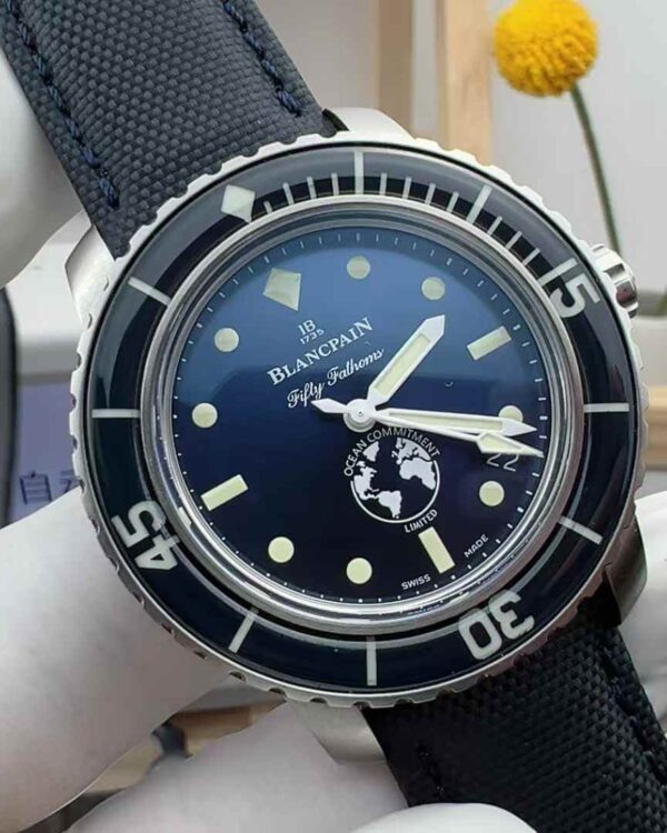 ZF Factory Blancpain's 50th Seeking Heart Ocean 2018 Limited Edition Blue Face 40.3MM Canvas Belt