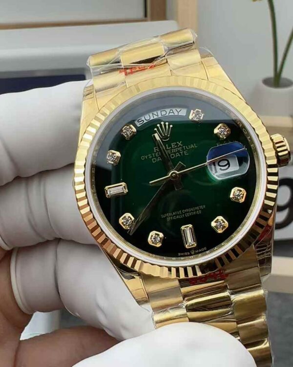 TWS Factory Rolex Log 128238 DD Smoked Green Face Drill Nails Gold 40MM Steel Strip