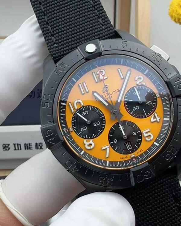 BLS Factory Breitling Avenger Yellow Wolf Yellow Face Black Ceramic 44MM Canvas Belt