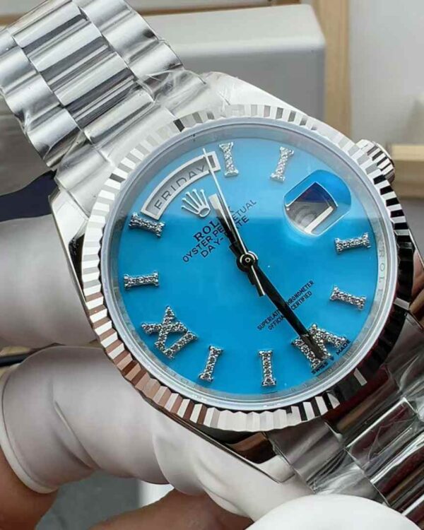RA Factory Rolex Log 126334 DD Ice Blue Face Roman Diamond Engraved 40MM Steel Strip