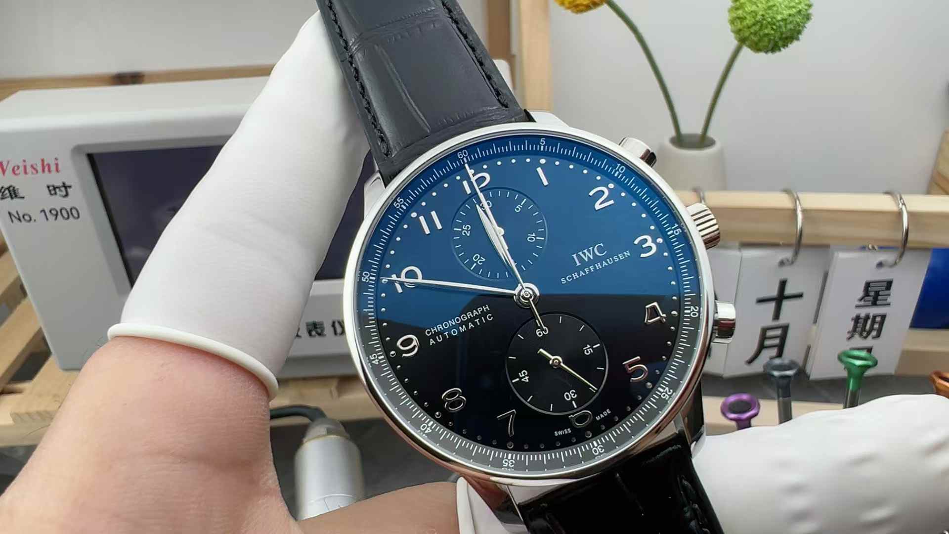 ZF Factory Wanguo Black Face Portugal Blue Face 40.9MM Black Belt