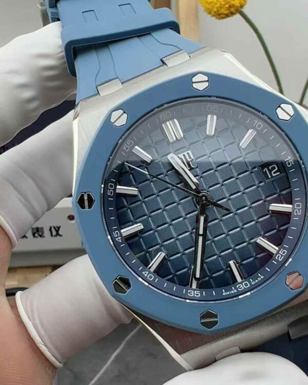 IP Factory Audemars Piguet Royal Oak 15605 SK denim blue ceramic ring rubber belt