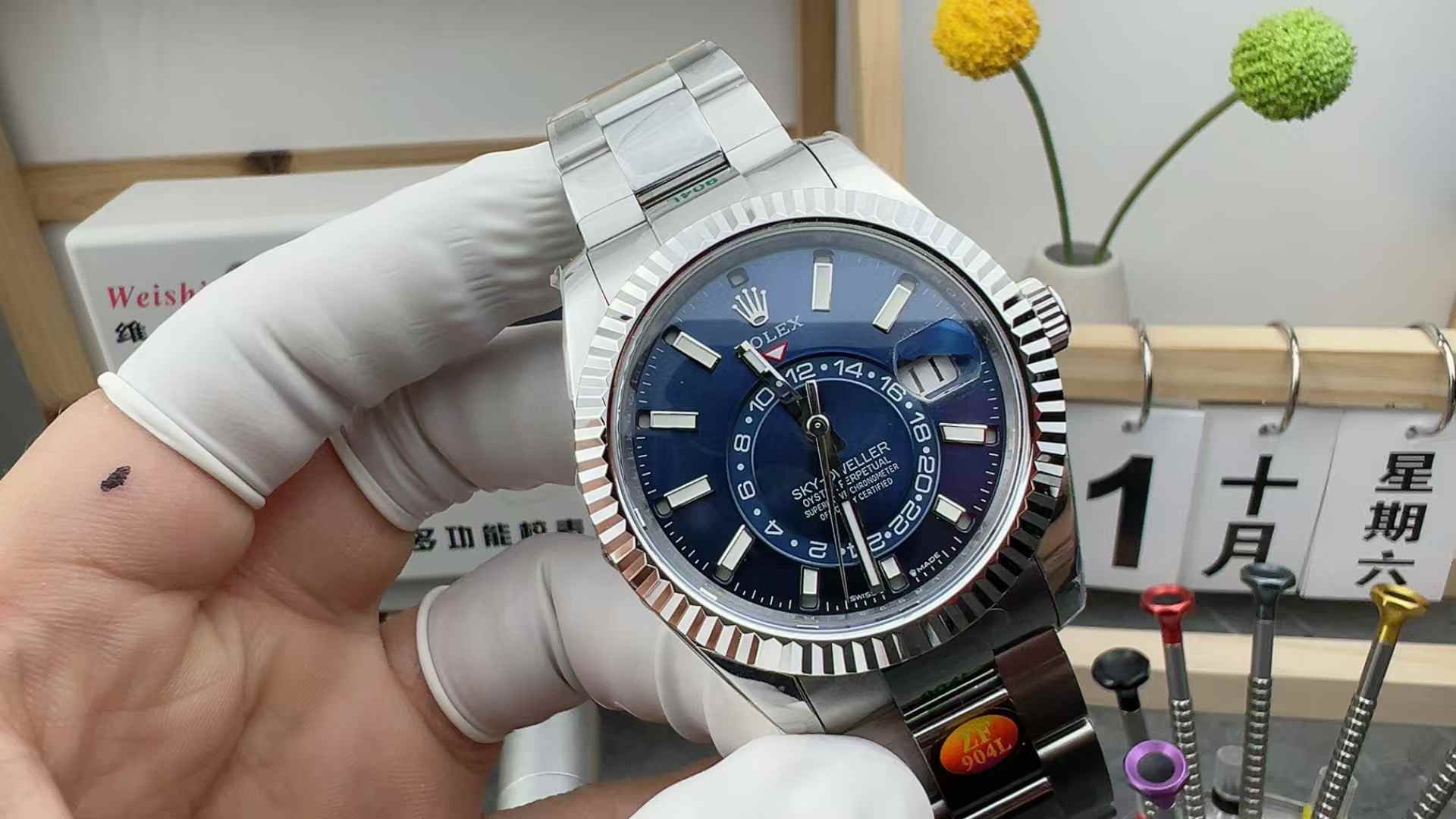 ZF Factory Rolex 326934 Skywalker blue-faced dog teeth ring 42MM steel strip