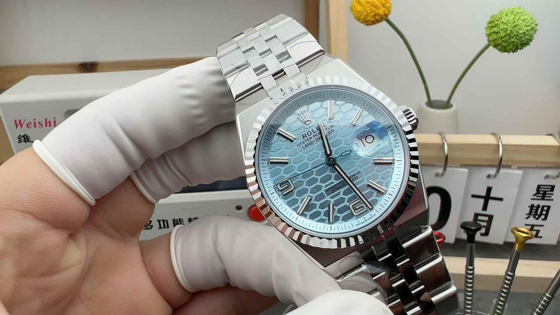 ES Factory Rolex Log 228236 Ice Blue Face 40MM Steel Strip