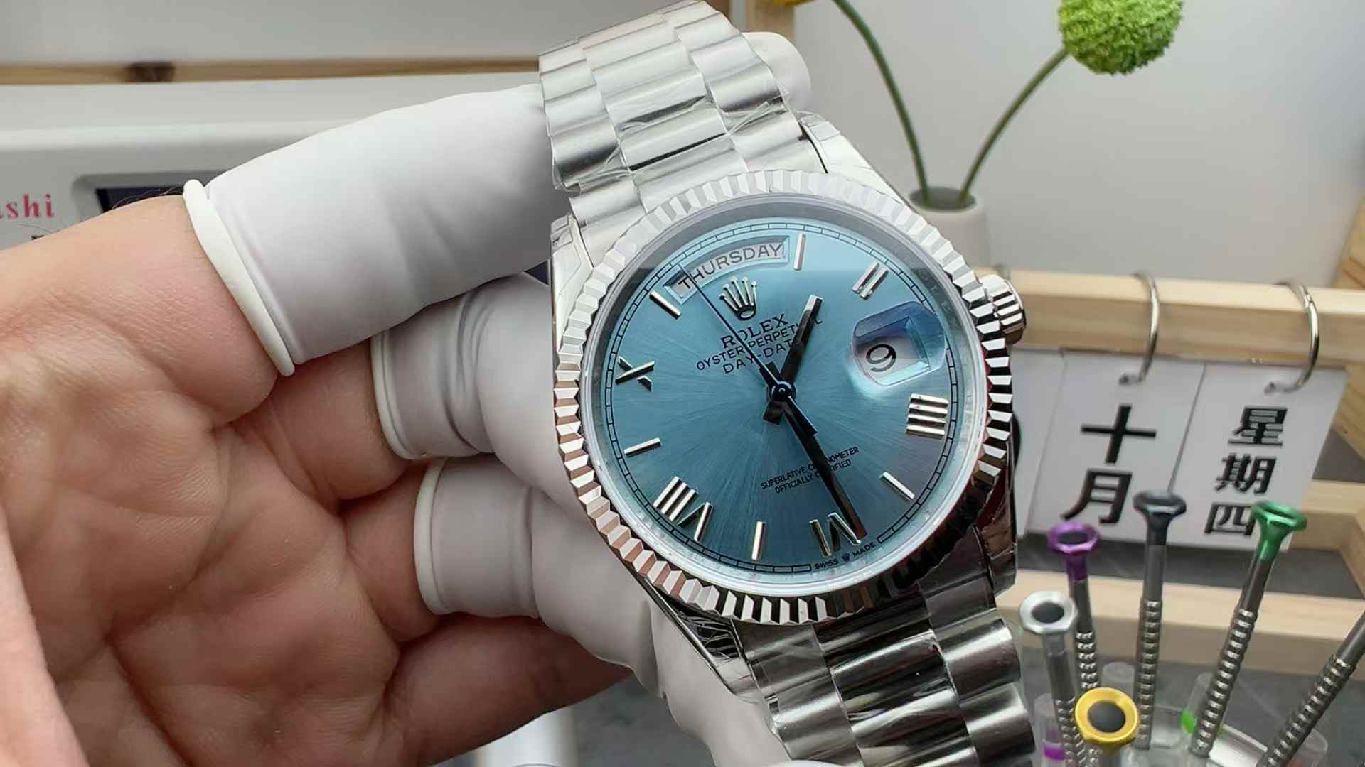 GS Factory Rolex Log M128239 DD Ice Blue Face Dog Tooth Ring 36MM Steel Strip