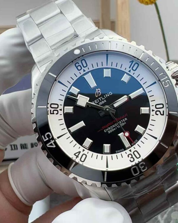 BLS Factory Breitling Super Ocean Black-Faced Steel Strip
