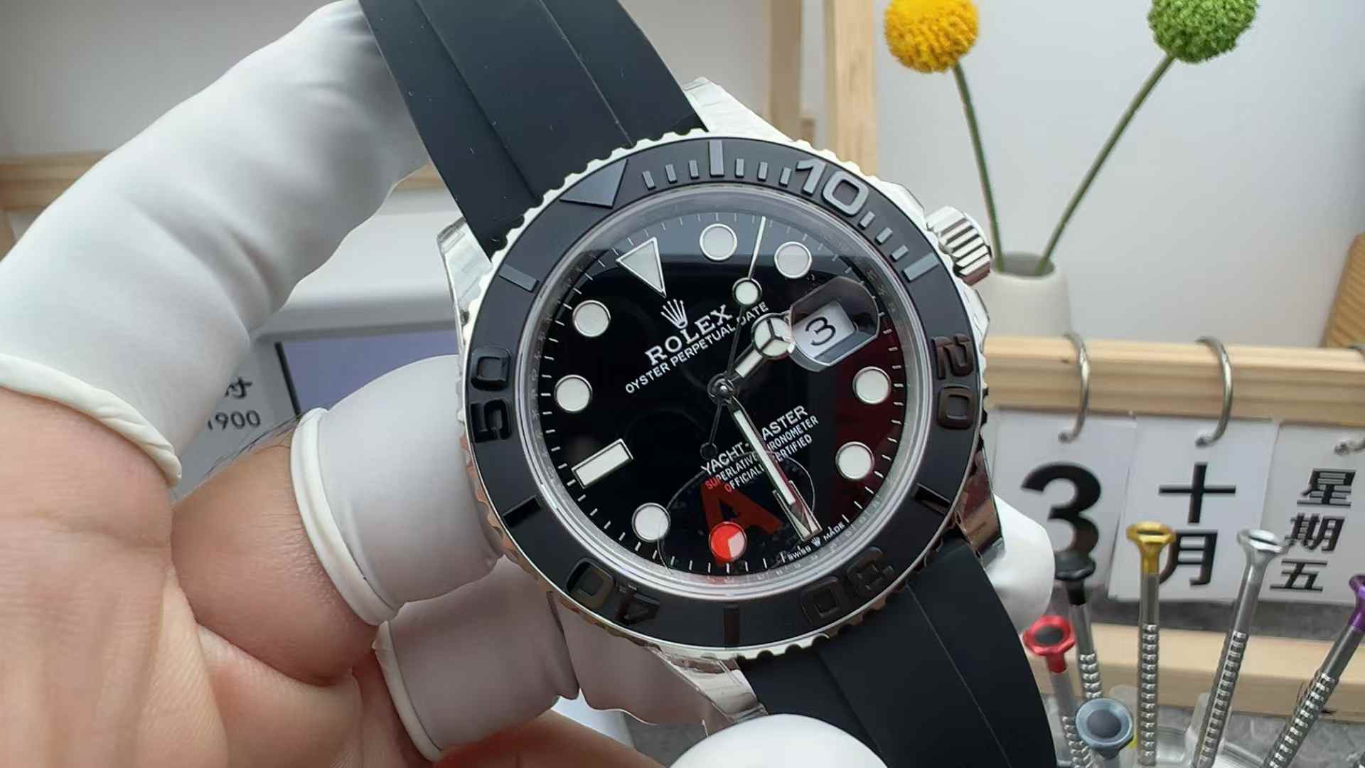 VS Factory Rolex Log M226659 Platinum Yacht Black Face Ceramic Ring 42MM Tape