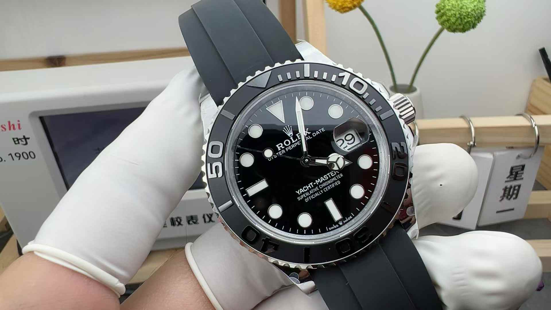 QF Factory Rolex Log M226659 platinum yacht counterweight black face ceramic ring tape