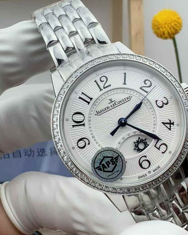 APS Factory Jaeger-LeCoultre Dating Silver Face Drill Ring 34MM Steel Band Women's