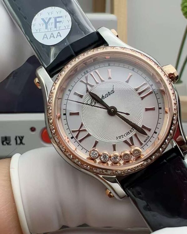 YF Factory Chopard Happy Diamond Rose Gold Diamond Ring Belt between White Face
