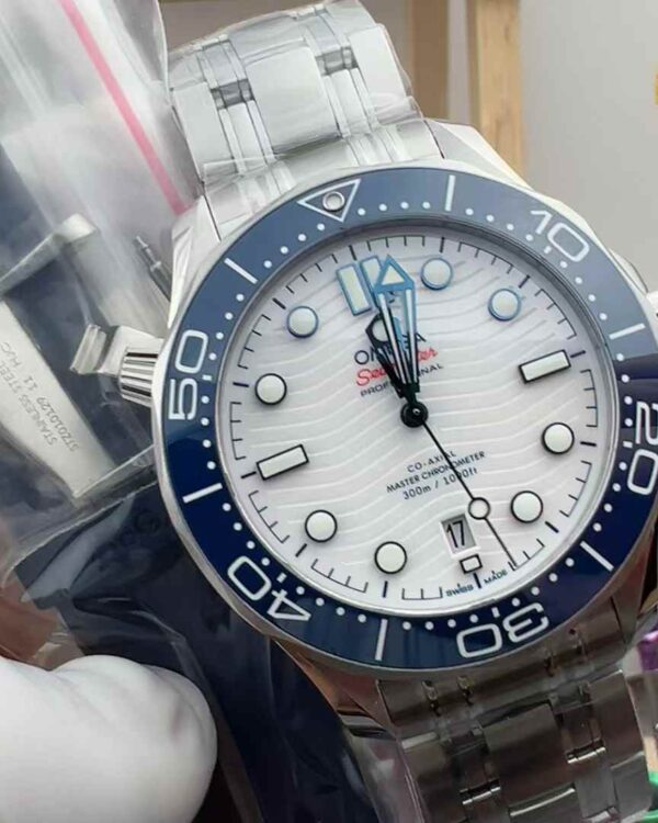 VS Factory Omega Seahorse 300 Tokyo 2020 Olympic Games Special White Face Ceramic Ring 42MM Steel Strip