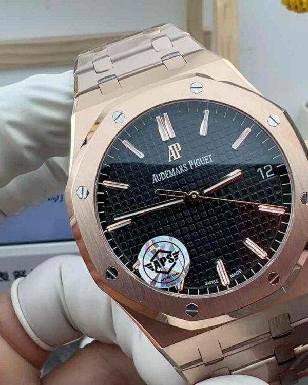 APS Factory Audemars Piguet Royal Oak 15500 OR Rose Gold Black Face 41MM Steel Strip